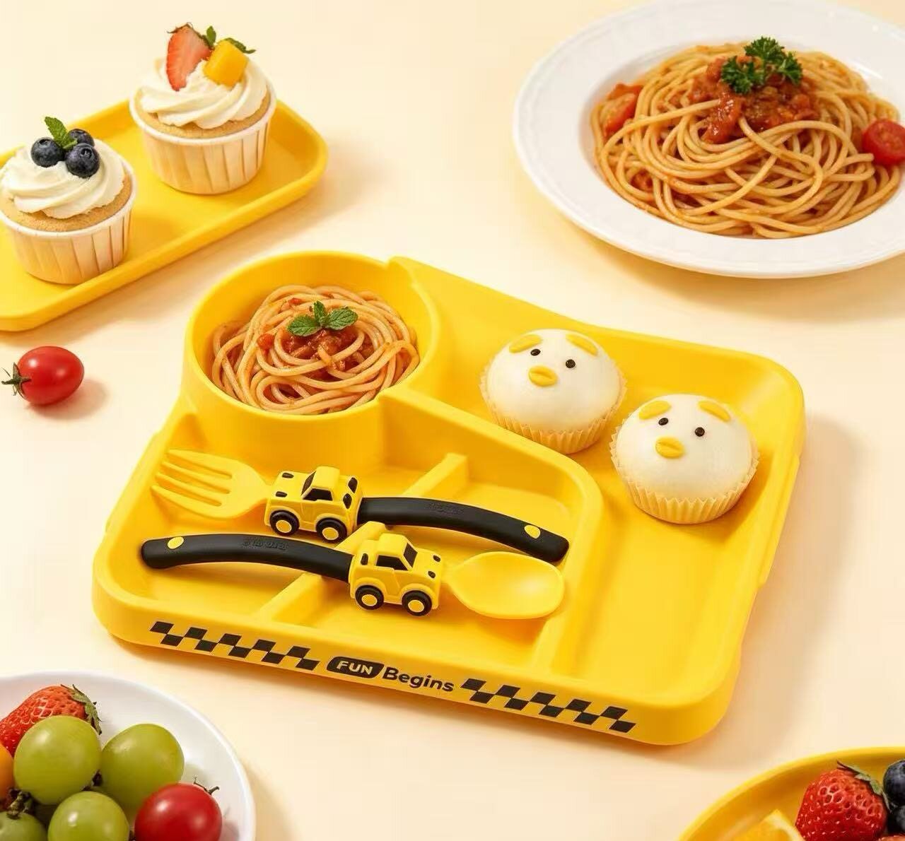 Suction Cup Baby Plate Set with Fork and Spoon