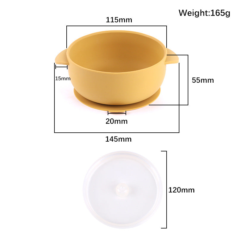 Baby Silicone Feeding Bowl with Suction Base and Cover