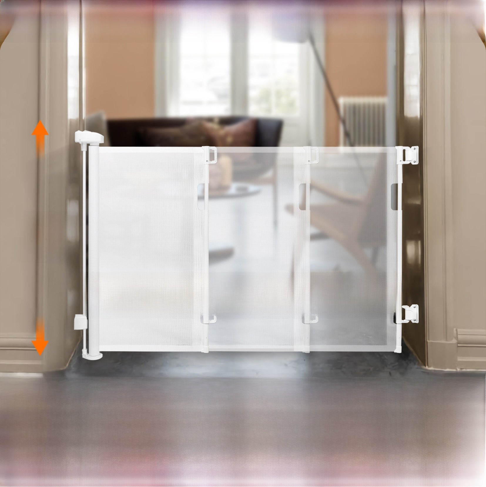 Retractable Safety Door Barrier for Stairs and Doorways