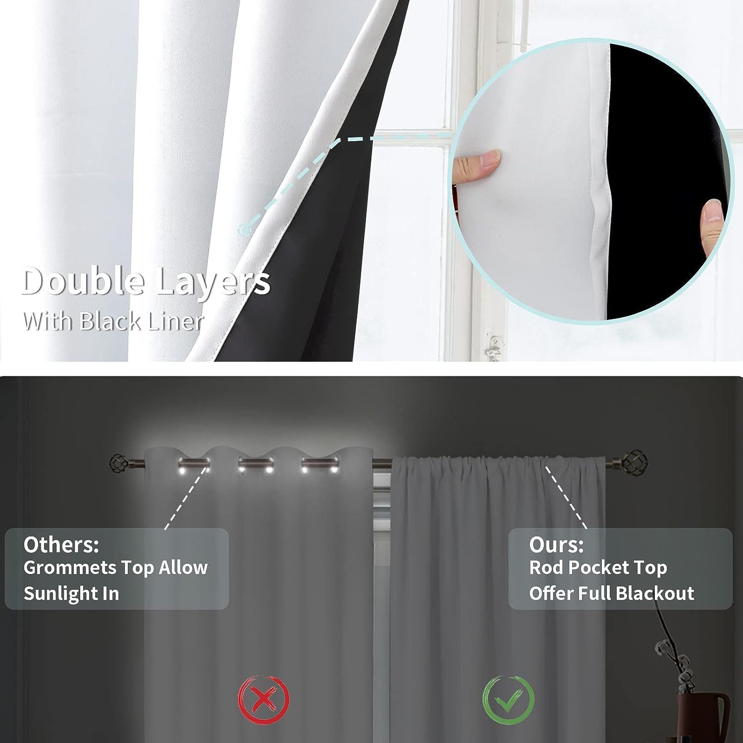 Polyester Blackout Curtains Thermal Insulation